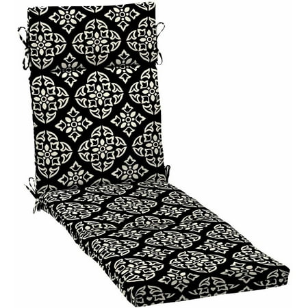 Black Patio Cushions Better Homes & Gardens Black and White Medallion Outdoor Patio Chaise Lounge Cushion, 21
