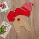 thumbnail image 2 of Bebé recién nacido Niños Niñas Navidad Manga larga Nariz roja Dibujos animados Reno Pijama Mono Conjunto de mono con sombrero a rayas Adecuado para 0-6 meses (70 cm), 2 of 6