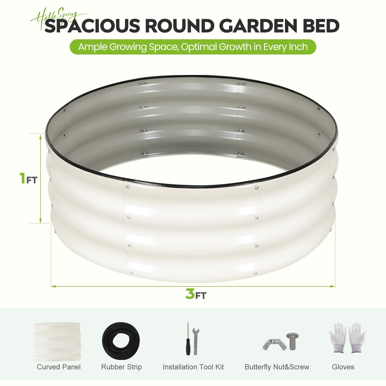 Galvanized Raised Garden Bed Outdoor, Round Metal Planter Boxes 2 Pcs, 3x3x1.4ft Steel Raised Bed Kit for Planting Vegetables, Fruits, Flowers(LotusGreen)