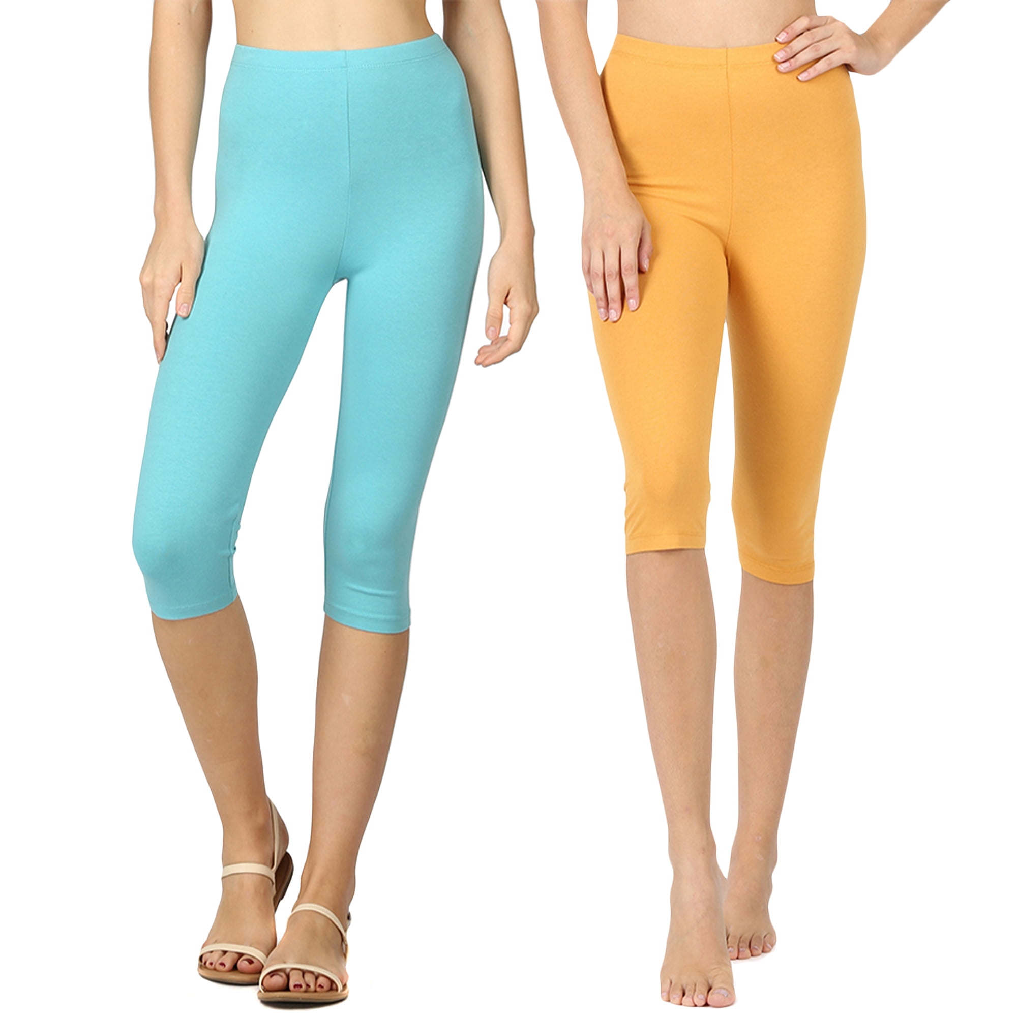 TheLovely - Women & Plus (S-3X) Essential Basic Cotton Spandex Stretch Below Knee Length Capri