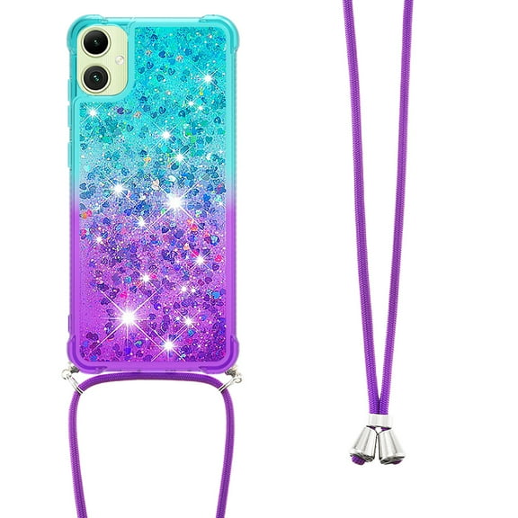 GY-MCKK for Samsung Galaxy A07/A06 Case Girls Women Cute Glitter Soft TPU Phone Case with Strap Lanyard Shockproof Protective Cover-B1