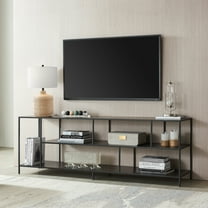 Evelyn&Zoe Winthrop Rectangular TV Stand with Metal Shelves for TV's up to 75", Blackened Bronze