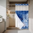thumbnail image 4 of Summer Ocean Corals No Hook Shower Curtain with Snap in Liner Nautical Coastal Watercolor Blue Sea Waves Waterproof Bathroom Shower Curtain with See Through Top Window for Bathtub 54" x 78", 4 of 9
