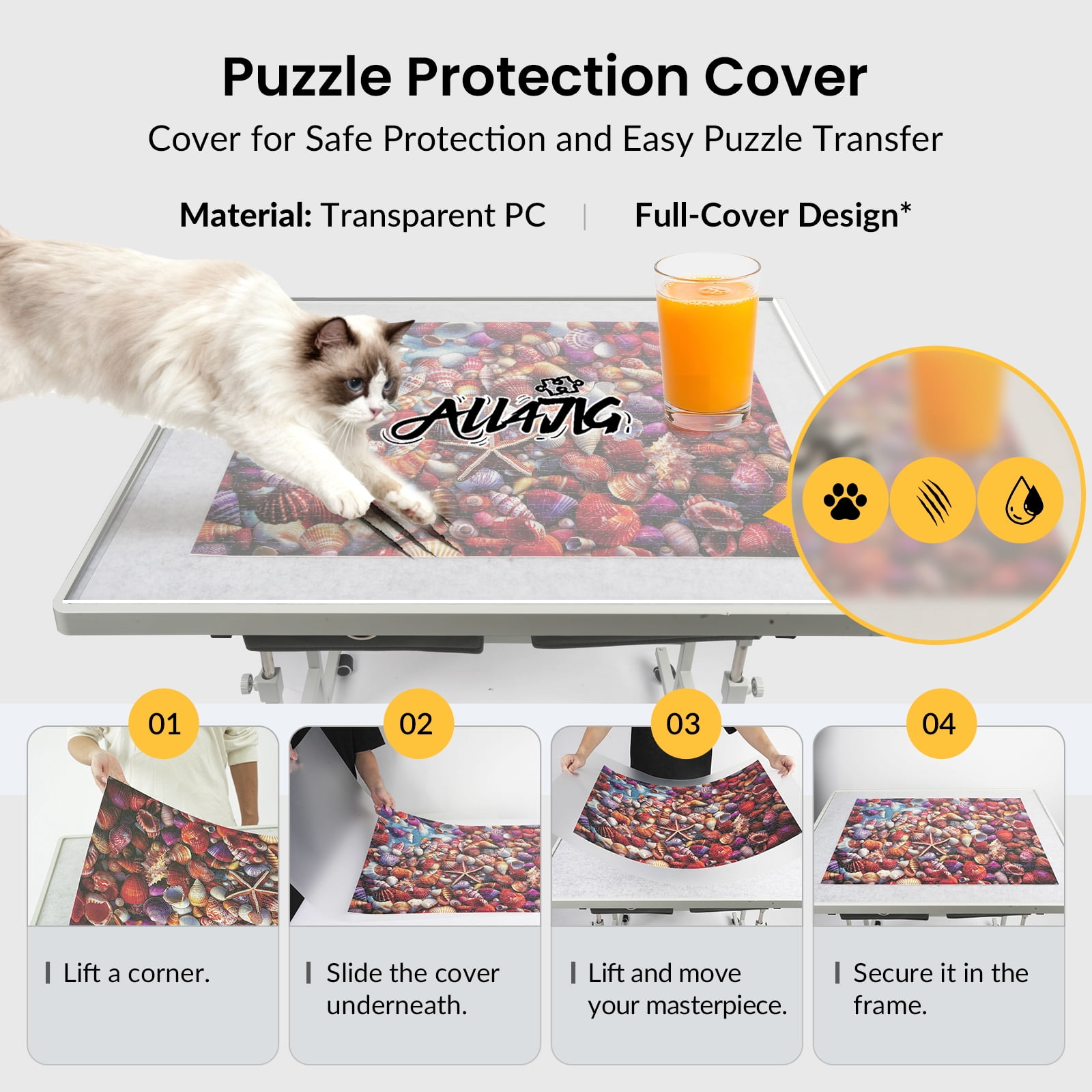 1500 Piece Light-Weight Adjustable Tilting Plastic Jigsaw Puzzle Table for Adults, 35"x26" Multi-Functional Puzzle Board with 4 Drawers & Protective Cover, 45-Degree Any-Angle Tilt