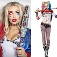 thumbnail image 3 of Suicide Squad-Peluca de cabello sintético para mujer, disfraz de Harley Quinn, cola de caballo doble, accesorios de vestir para Halloween, regalos, 3 of 5