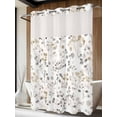 thumbnail image 4 of Grey Brown Botanical No Hook Shower Curtain Waterproof, Bathroom Curtains with Snap in Liners and See Through Top Window, Summer Leaf Watercolor Hotel Style Bathtub Curtains Shower 60"Wx72"L, 4 of 8