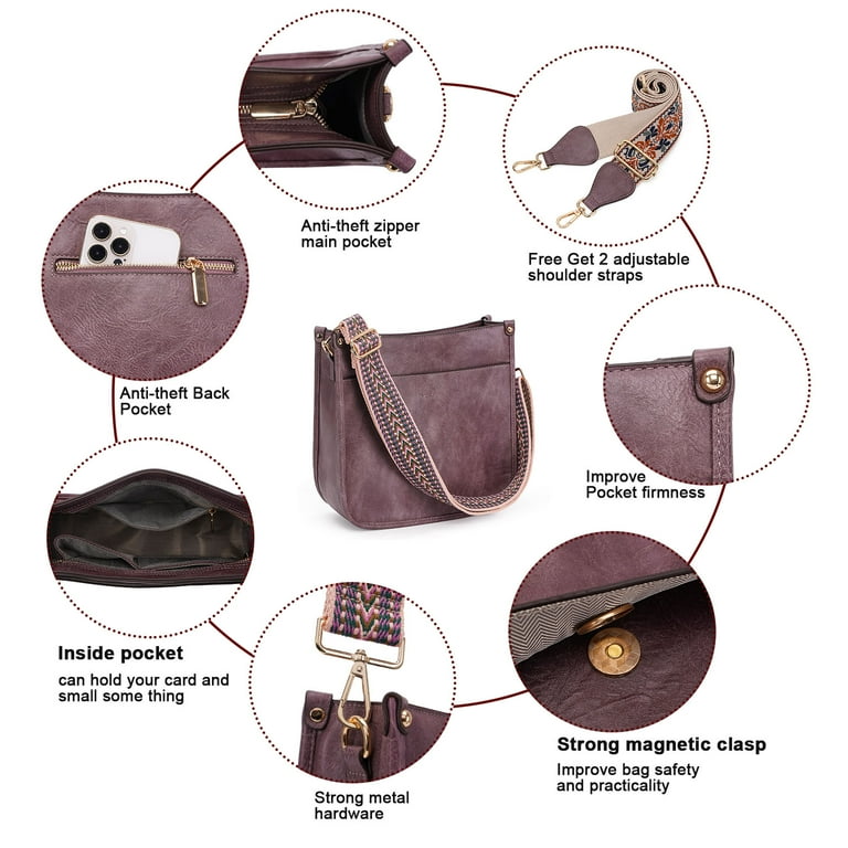 HKCLUF Women's Crossbody Bag & Wallet Set, 2pcs Leather HKCLUF Women's Crossbody Bag & Wallet Set, 2pcs Leather