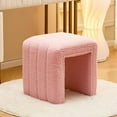 thumbnail image 2 of Tcbosik Plush Teddy Velvet Ottoman in Pink, 350lbs Weight Capacity, Modern U-Shape Accent Stool & Footrest, Ready-to-Use, 16.5"L x 14.5"W x 16.4"H, 2 of 7