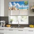thumbnail image 4 of Beach Blue Curtain Valances for Windows, Kitchen Valance Window Treatments Panel 2 Pack, Starfish Palm Tree Shell Sandy Beach Rod Pocket Short Curtains for Bathroom Bedroom 42 x 12 Inch, 4 of 8