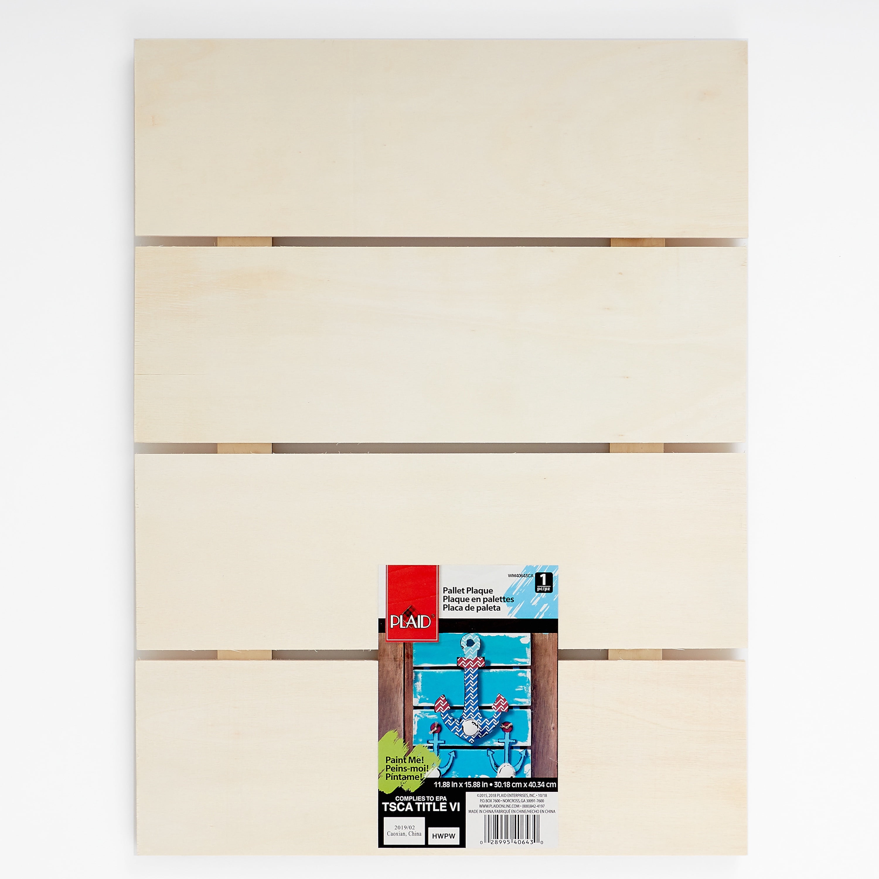Plaid Unfinished Rectangle Wood Pallet Plaque, 15.9 in x 11.9 in