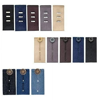  Waistband Extenders by Johnson & Smith, Button Extender for  Pants, Denim Material, Pack of 3 Shades, Premium Metal Buttons, 2  Button Holes