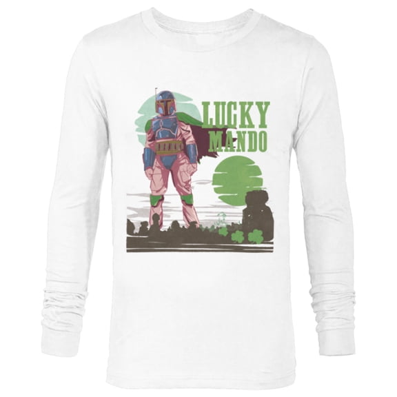 Star Wars The Mandalorian Lucky Mando St. Patrick’s Day - Long Sleeve T-Shirt for Men - Customized-White