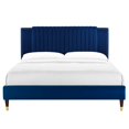 thumbnail image 4 of Modway Zahra Channel Tufted Performance Velvet Queen Platform Bed in Navy, 4 of 8