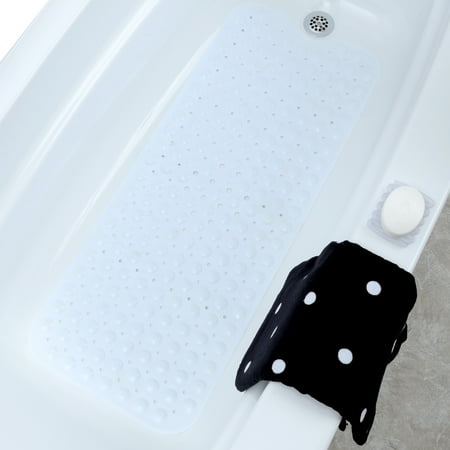 SlipX Solutions 39 x 16 Extra Long Vinyl Non-Slip Bath Mat in White