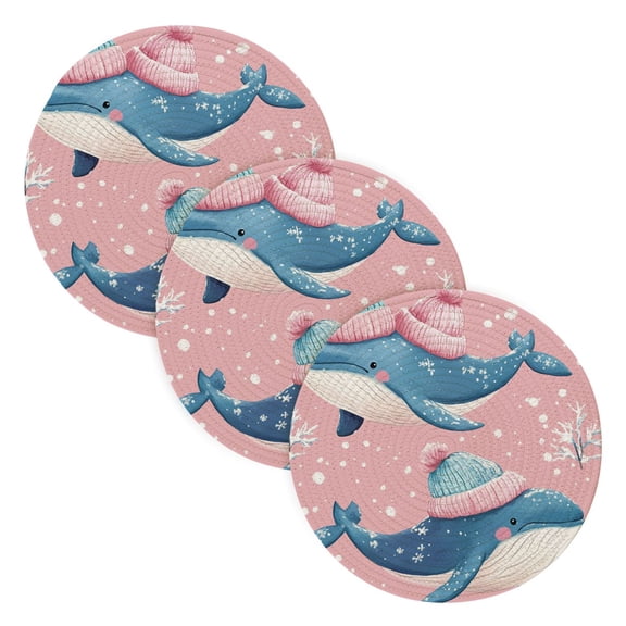BZSMCE Mats for Pots,Pans Place Caped Blue Whales Simple Style Pattern Pot Mats