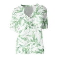 thumbnail image 1 of Fsqjgq Women's Casual Floral Print Summer Shirts Womens V Neck Tops Womens Button Up Cotton and Linen Short Sleeve Printed Floral Blouse with Pocket Green Xl, 1 of 9
