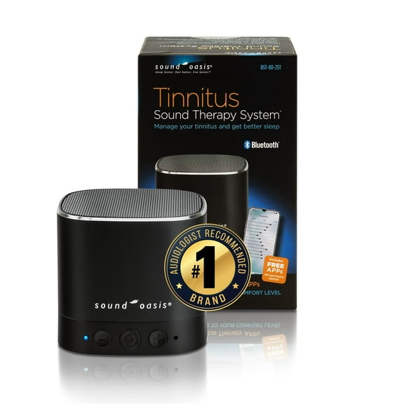 Sound Oasis® Bluetooth® Tinnitus Sound Therapy System®, Sleep Better, Help Manage and Mask Tinnitus Tinnitus Relief, Improves Sleep, Includes 25 Built-in Made for Tinnitus Sounds