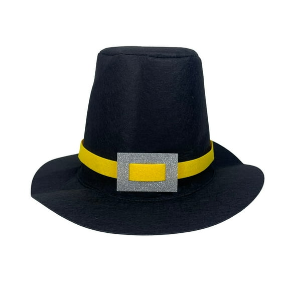 Adult Pilgrim Hat Black Wide Brim Caps Thanksgiving Casual Hat Style Suitable For Parties And Stage Performances