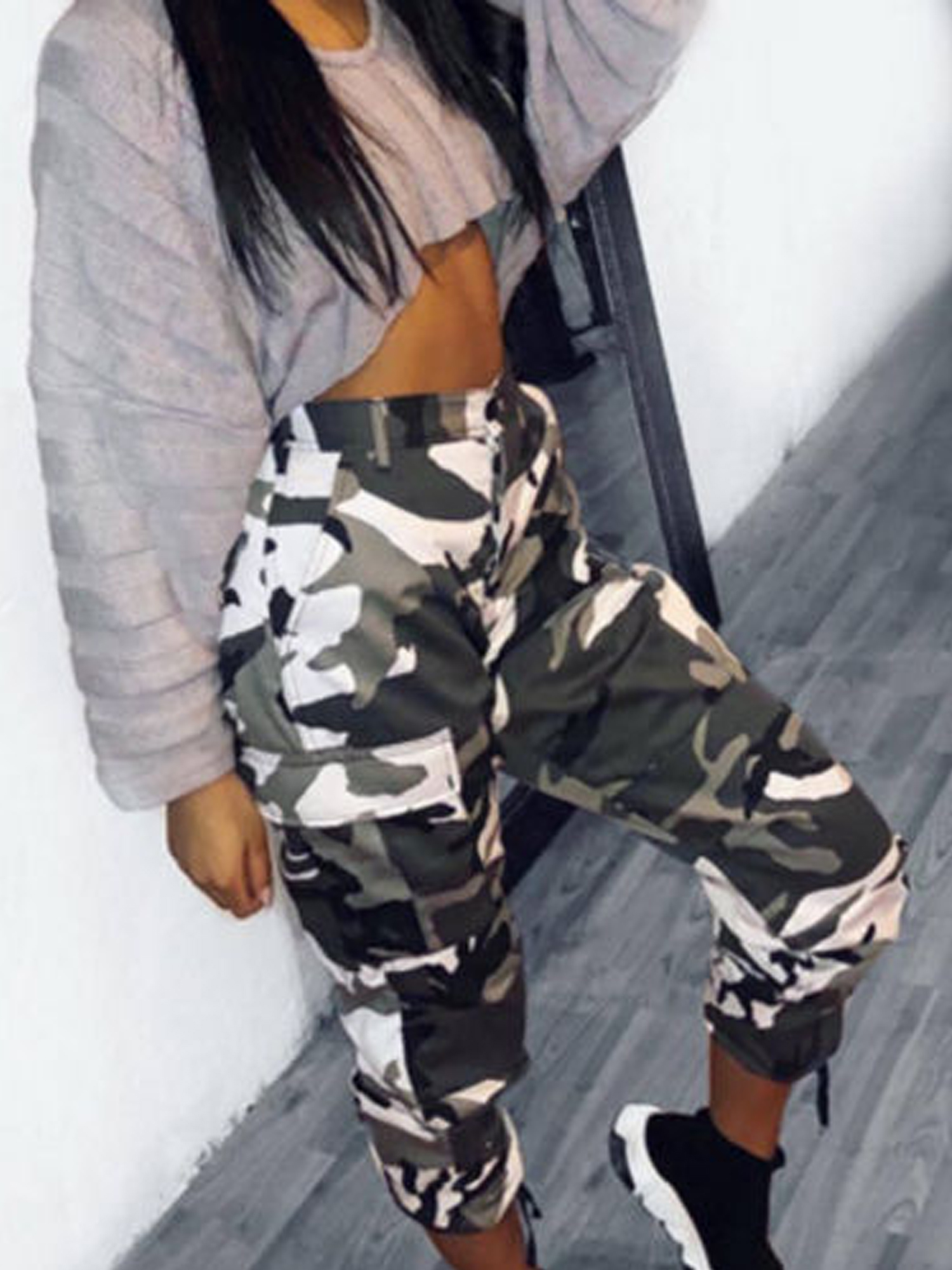women's plus size camo cargo pants