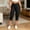 Black, variant on BVnarty women capri slim fit leggings high rise stretch waist side button split hem solid print tight cropped pant caf茅 daily wear Light Blue XL