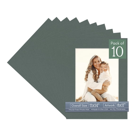 Granite Gray Picture Frame Mat for 11x14 Frames - Fits 8x11 Photos - 10 Mats