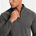 thumbnail image 5 of Men Fall Clothes,Athletic Shirts for Men Solid Color Long Sleeve 1/4 Zip Stretchy Sport T-Shirts with Thumb Hole Casual Gym Workout Top, 5 of 7