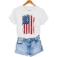 thumbnail image 2 of Fourth of July Shirts Women American Flag Shirts Women Graphic Tees Patriotic Shirt 4th of July Tops Crew Neck Short Sleeve Summer T-Shirt New White M, 2 of 7