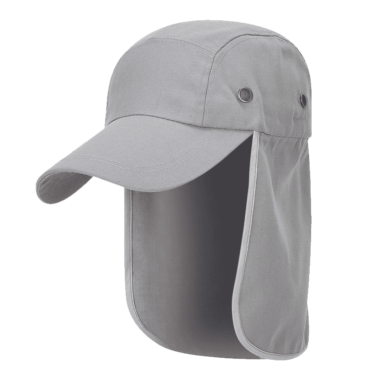 Fishing Hat Sun Cap with Neck Cover Flap, Sun Protection Baseball Cap with  Flap for Hiking Safari Men UPF50+,gray,gray，G41089 