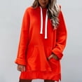 thumbnail image 2 of Womens Christmas Sweatshirt Dress Vintage Reindeer Print Tunic Drawstring Hooded Dress Lightweight Long Sleeve Pullover Womens Clearance Sweaters Sweatshirt Shirt, 2 of 9