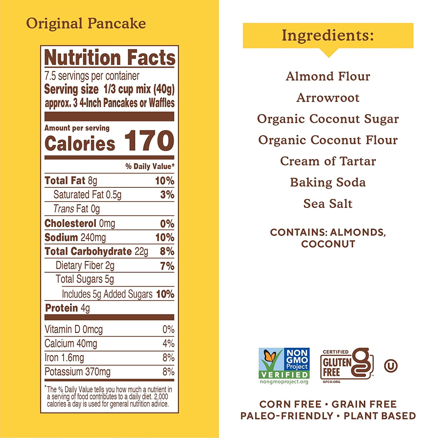 Almond Flour Pancake & Waffle Mix, Original - Gluten Free, Plant Based, Paleo Friendly, Breakfast 10.7 Ounce (Pack of 3)