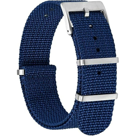 Nylon Watch Straps for Men, One-Piece Military Watch Bands,22mm.blue