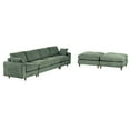 thumbnail image 3 of Modern Olive Green Corduroy Modular Sectional Sofa Set – U/L-Shaped Convertible, 6-Seater with Contoured Cushions & Oversized Footstool for Small Spaces, 3 of 9