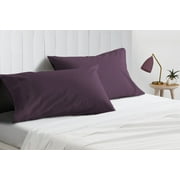 Dee's Collection Queen Size Pillowcase Silky Extrasoft 100% Egyptian Cotton Plum Solid, Pack of 2