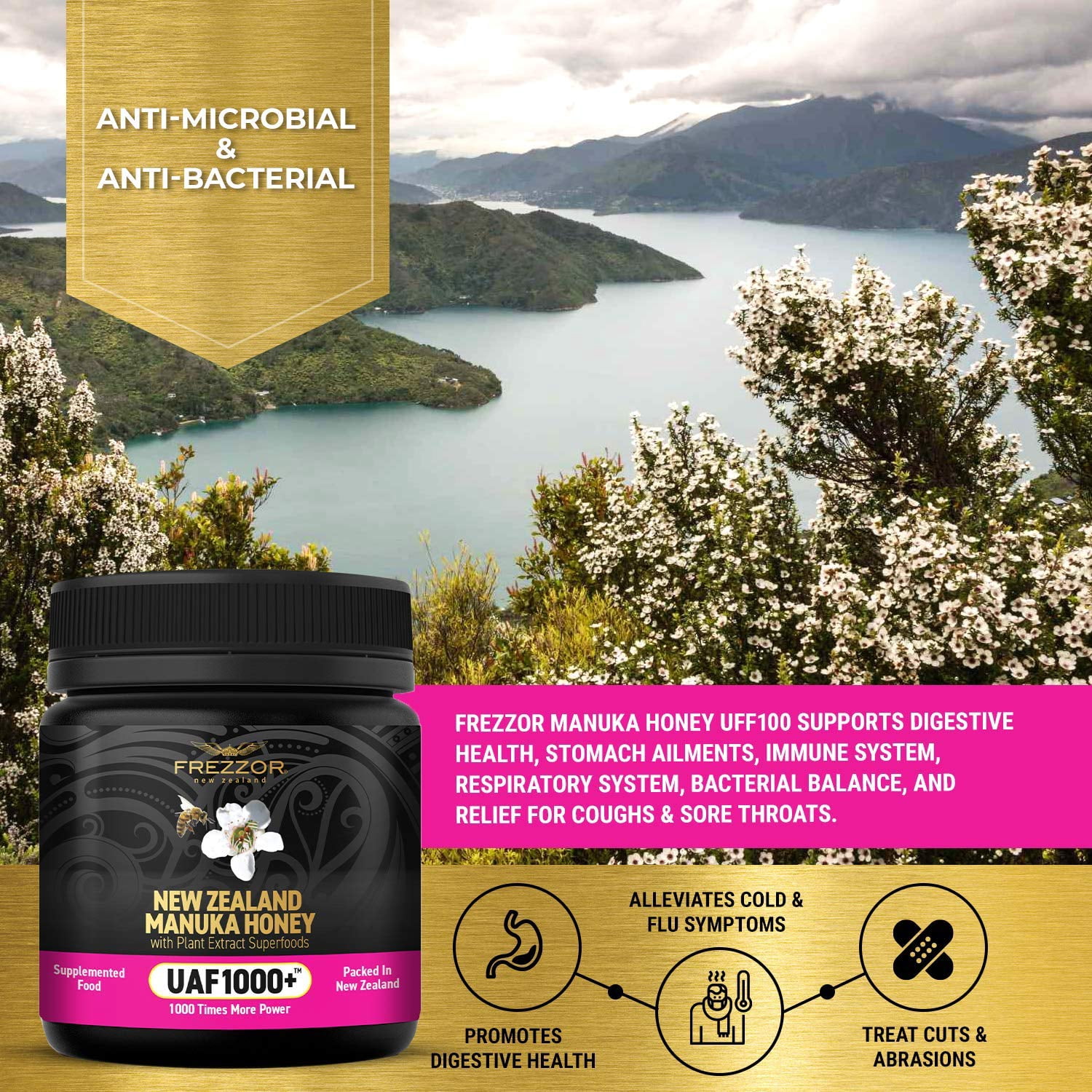 FREZZOR New Zealand Manuka Honey UAF1000+ & Multifloral Manuka Honey UAF1000+