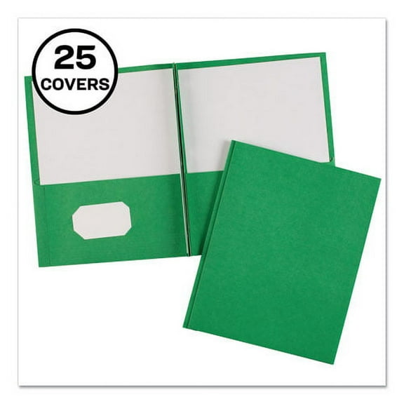 Two-Pocket Folder, Prong Fastener, 0.5" Capacity, 11 X 8.5, Green, 25/box | Bundle of 2 Boxes