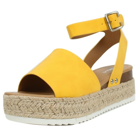 Brown Espadrille - Soda Women's Open Toe Halter Ankle Strap Espadrille Sandal