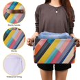 thumbnail image 3 of Yayeee 2 Pack Canvas Storage Basket with Handles for Shelves Fabric Bins Closet Organizer, Color Striped, 3 of 8