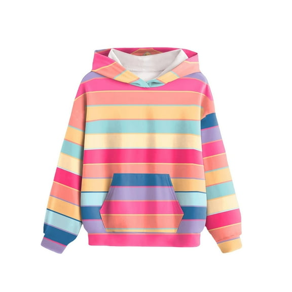 Cavosen Hooded Sweatshirt Toddler Girls Boys Children Big Kids Long Sleeve Pullover Sweatshirts Tie Dye Striped Hoodies Trendy Sweatshirts Tops with Pocket Lightweight Pink 4T