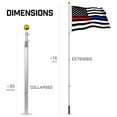 thumbnail image 4 of G128 Combo Pack: 16 Ft Telescoping Aluminum Flagpole (Silver) & Thin Blue Red Line American Flag 3x5 Ft, StormFlyer Series Embroidered 220GSM Spun Polyester | Pole with Flag Included, 4 of 9