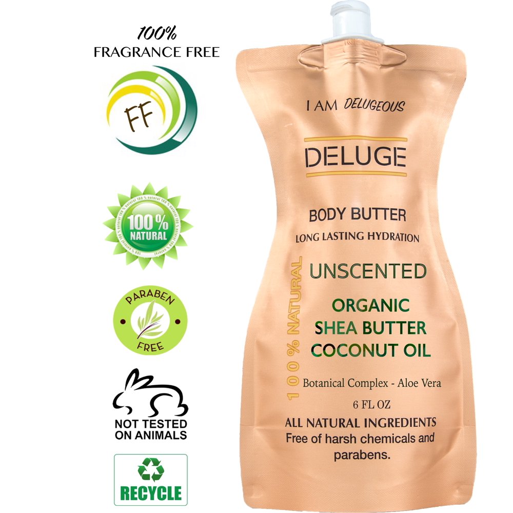 Unscented Body Butter with Organic Shea Butter, Coconut Oil, Aloe