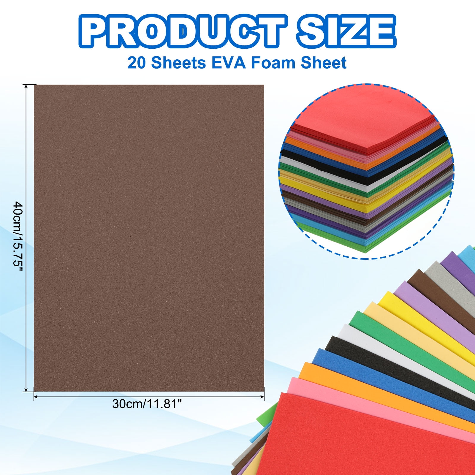 Uxcell 20Pcs Brown EVA Foam Sheets, 15.7 x 11.8 Inches 1mm Thick Foam Sheets for Crafts