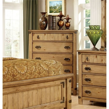 Furniture Of America Sesco Cottage 5 Drawer Chest In Burnished