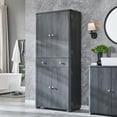 thumbnail image 6 of IFGET 71" Tall Bathroom Storage Cabinet, with Drawer and 4 Doors, Modern Curved Bathroom Cabinet for Small Spaces, Grey, 6 of 6