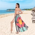 thumbnail image 6 of FORMRS Womens Long Sarong Beach Wrap Semi-Sheer Bikini Skirt Bathing Swimsuit Cover Up, Geometric Circle, 6 of 7