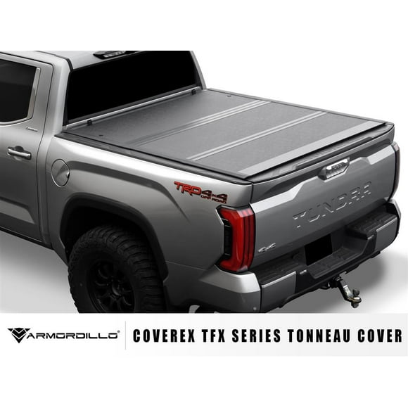 Convient à 2019-2023 Ford Ranger Armordillo Tonneau Couverture 7163041 CoveRex Série TFX; Pliage Dur; Profil Bas; 2 Plis / 3 Panneaux; Noir; Aluminium