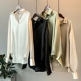 thumbnail image 1 of serony Femmes Casual Style Bouton-Up Chemise Voyage Randonnée Travail Réunion Polyester Revers Blouse à Manches Longues Vêtements Vêtements Noir S, 1 of 9