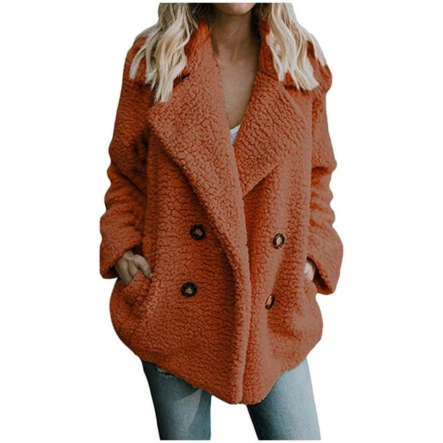 GDREDA Manteau Décontracté à Revers pour Femmes Veste à Manches Longues Élégante pour un Usage Quotidien Chic Orange,P