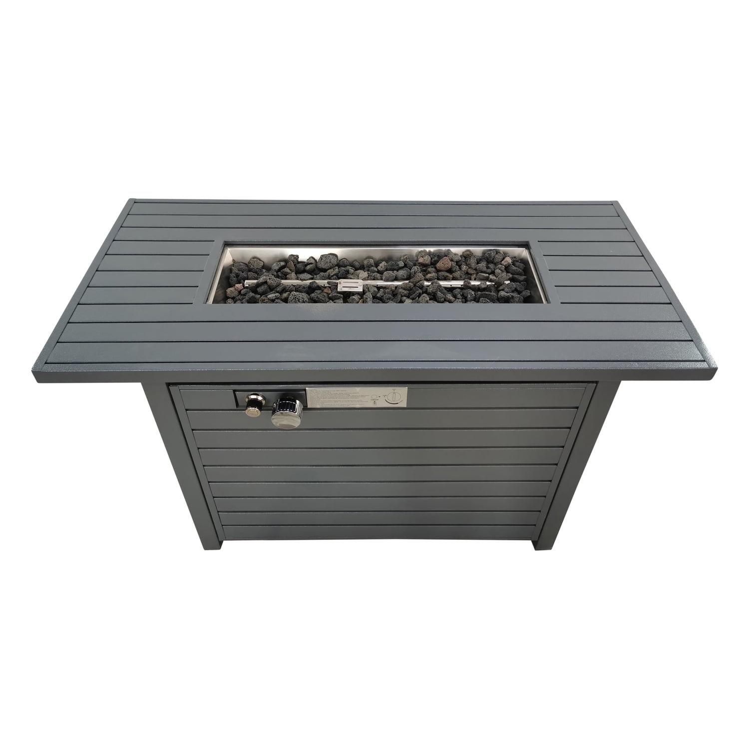 Miekor Furniture Living Source International 25" H x 42" W Steel Outdoor Fire Pit Table with Lid (Gray) 18723