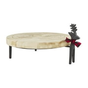 Mud Pie Metal Deer Wood Stand, 5 3/4" x 11 1/2", Natural Brown
