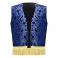 thumbnail image 1 of inlzdz Gilet Prince Arabe Sans Manches Brodé à Franges Mini Veste Bleu Royal 6, 1 of 4